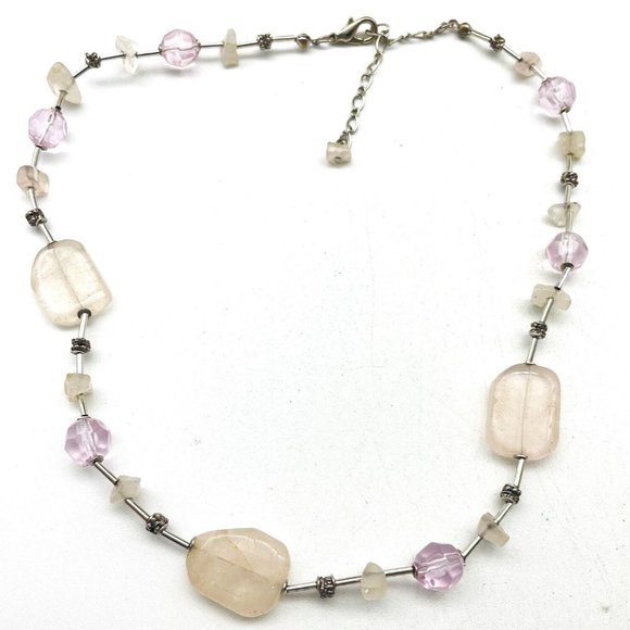 Unbranded Jewelry - Pastel Bead Station Necklace Silver Tone Boho Festival Party Hippie Classic